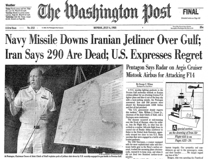 July 3, Anniversary of the USS Vincennes Terrorist Attack on Iranian Passenger Plane