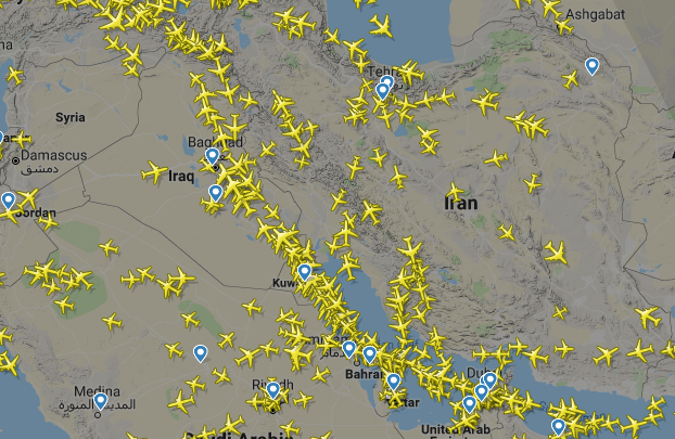 هواپیماهای منطقه آسمان عراق را به آسمان ایران ترجیح می دهند+عکس