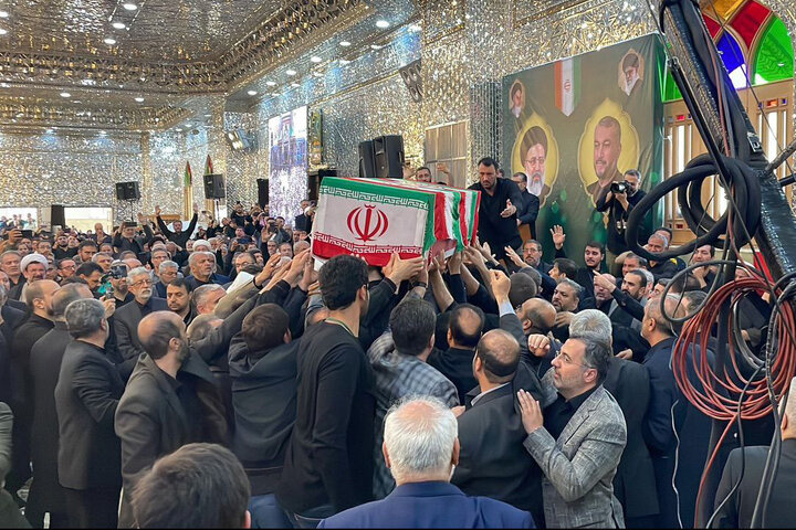 پیکر شهید امیرعبداللهیان در حرم عبدالعظیم به خاک سپرده شد+تصاویر