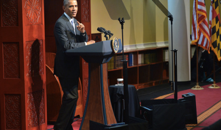 اوباما در مسجد مریلند درس آزادی ادیان داد 